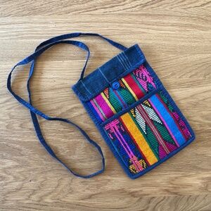 Guatemalan Cross-body Bag Small Purse Blue Pink Yellow Green Huipil Festival